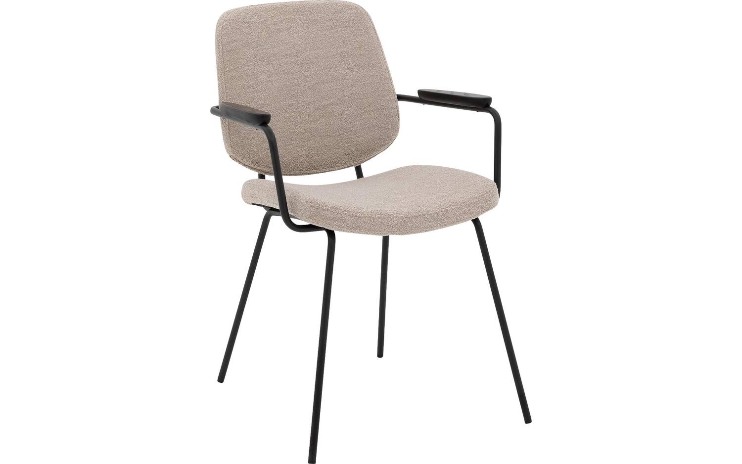 Goossens Eetkamerstoel Hjalmar beige stof met armleuning, modern design - 8718823201574